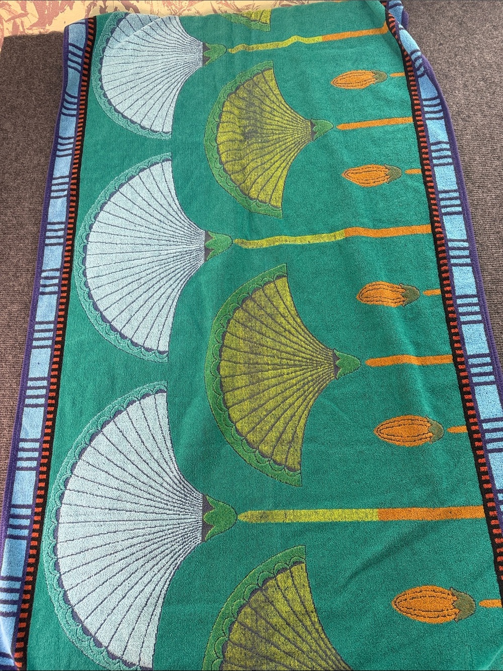 Vintage Egyptian Papyrus Flower Pattern Beach Towel - Seven Seas
